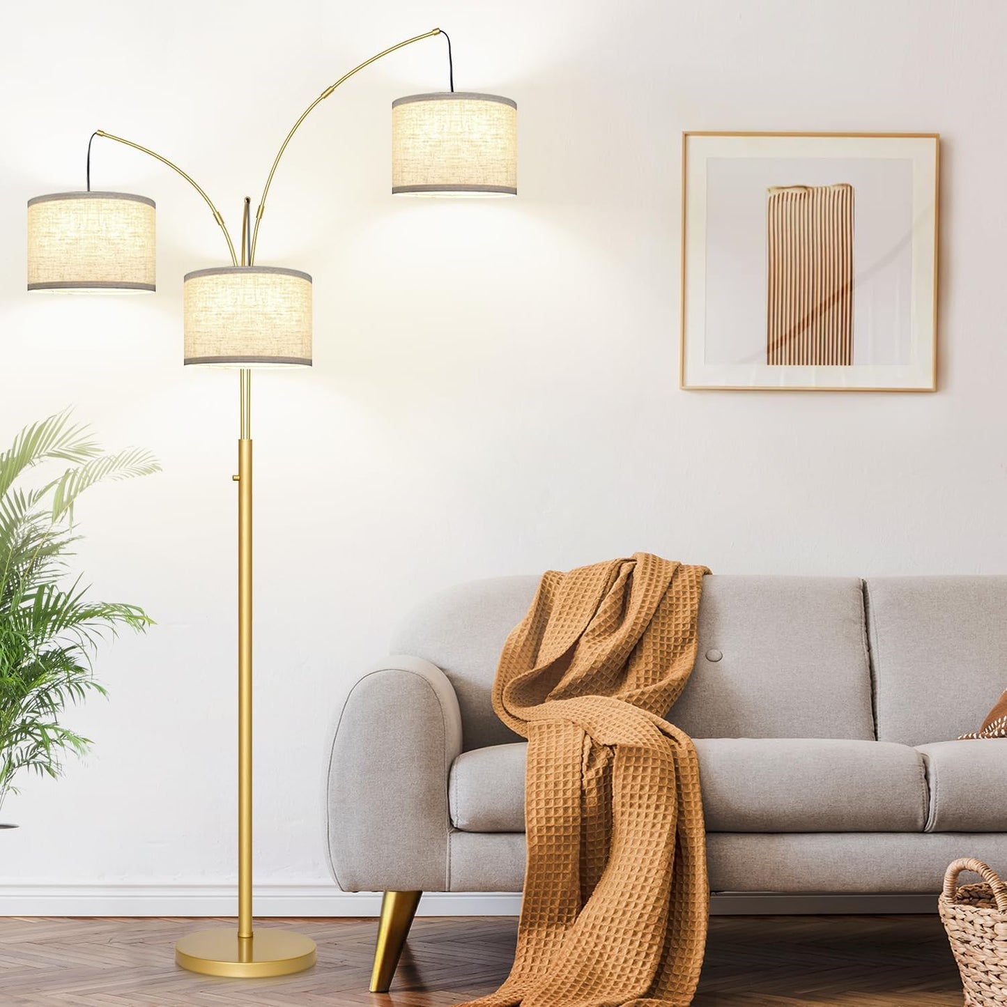 Dimmable 3-Light Arc Floor Lamp