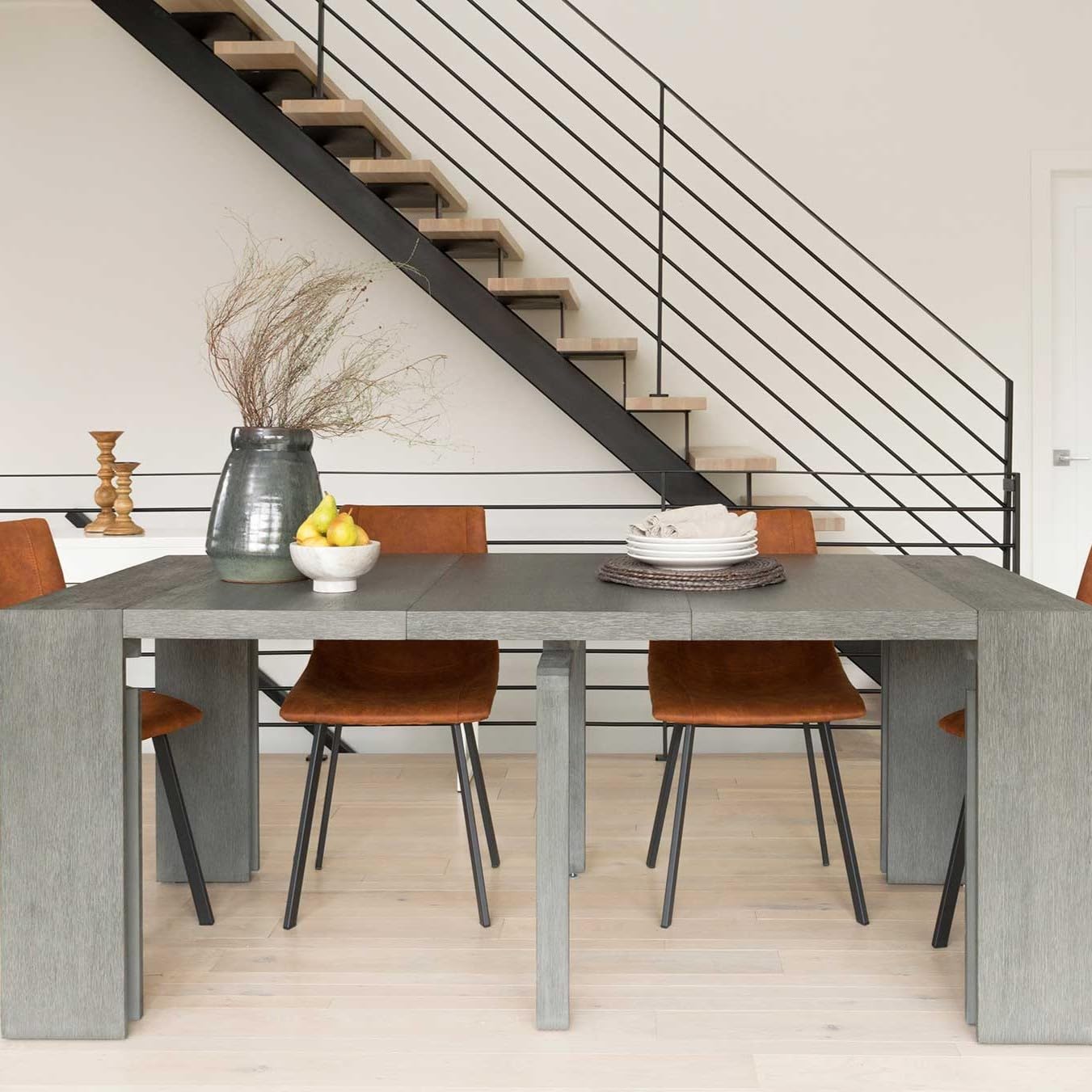 White Extendable Dining Table & Bench