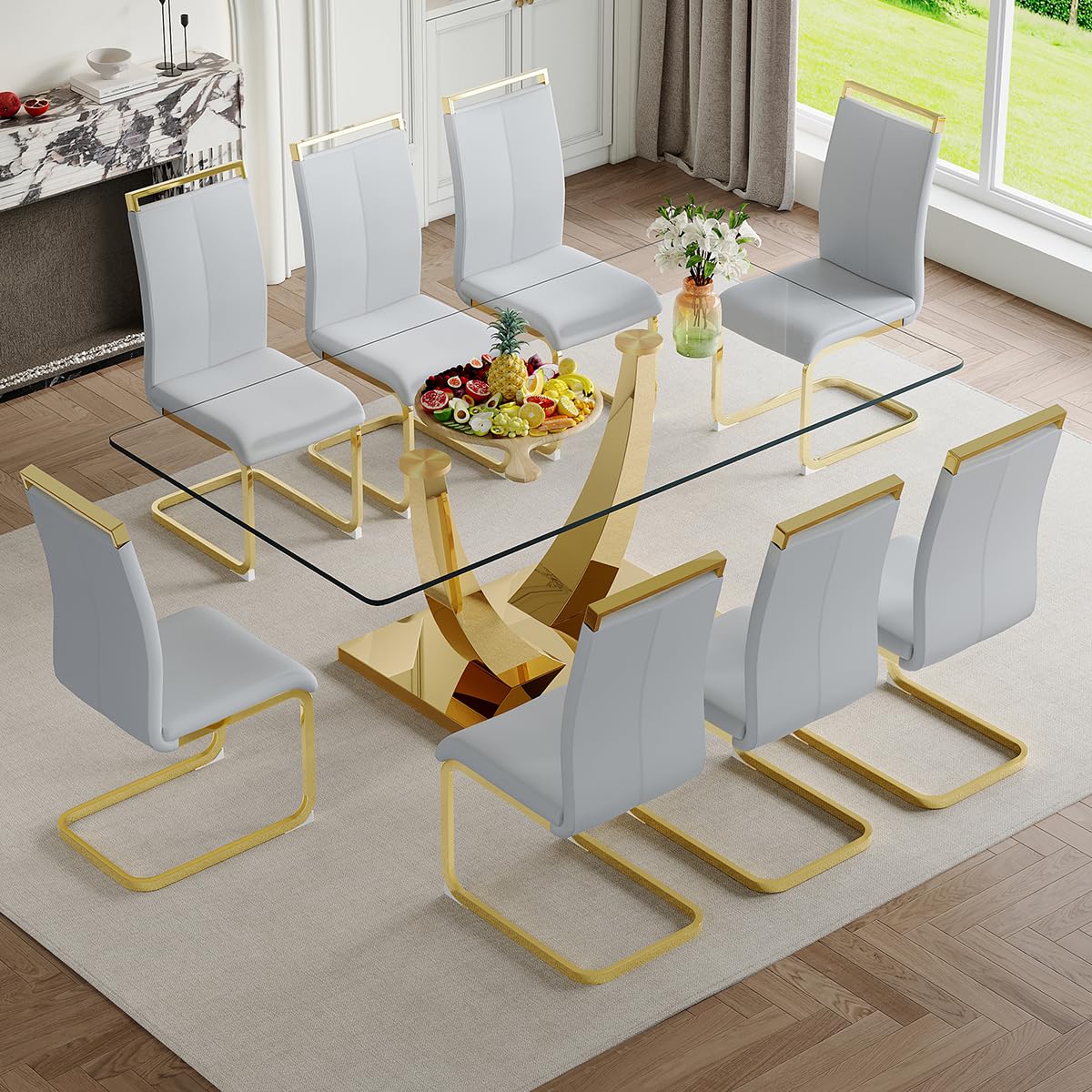 63" Glass Dining Table Set for 4