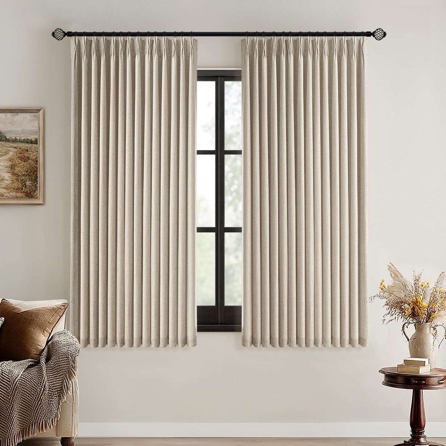 MIULEE Blackout Linen Curtains 84" – 2 Panels