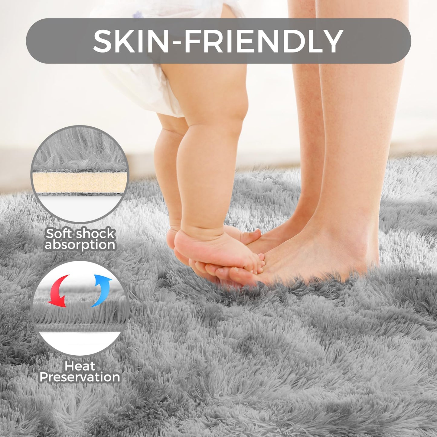 5x8 Grey Ultra-Soft Shag Rug