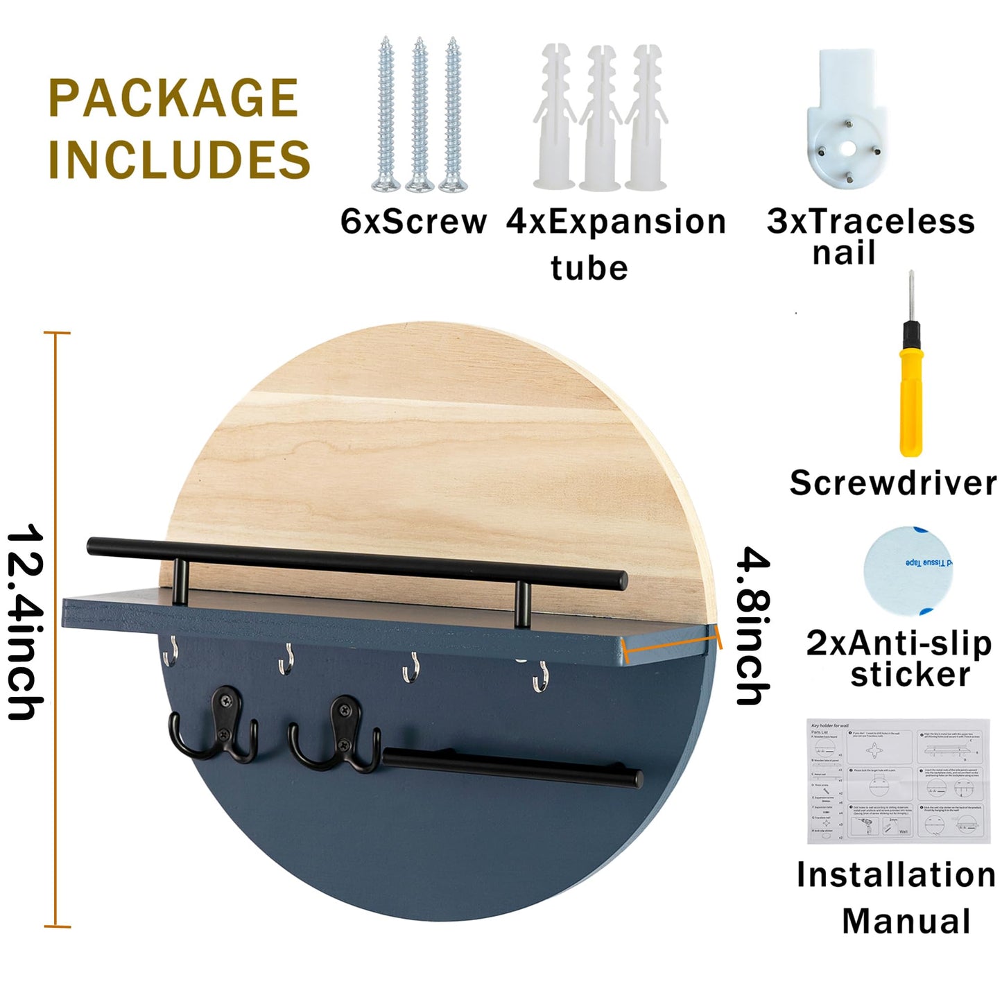 Wall Key & Mail Holder – Rustic