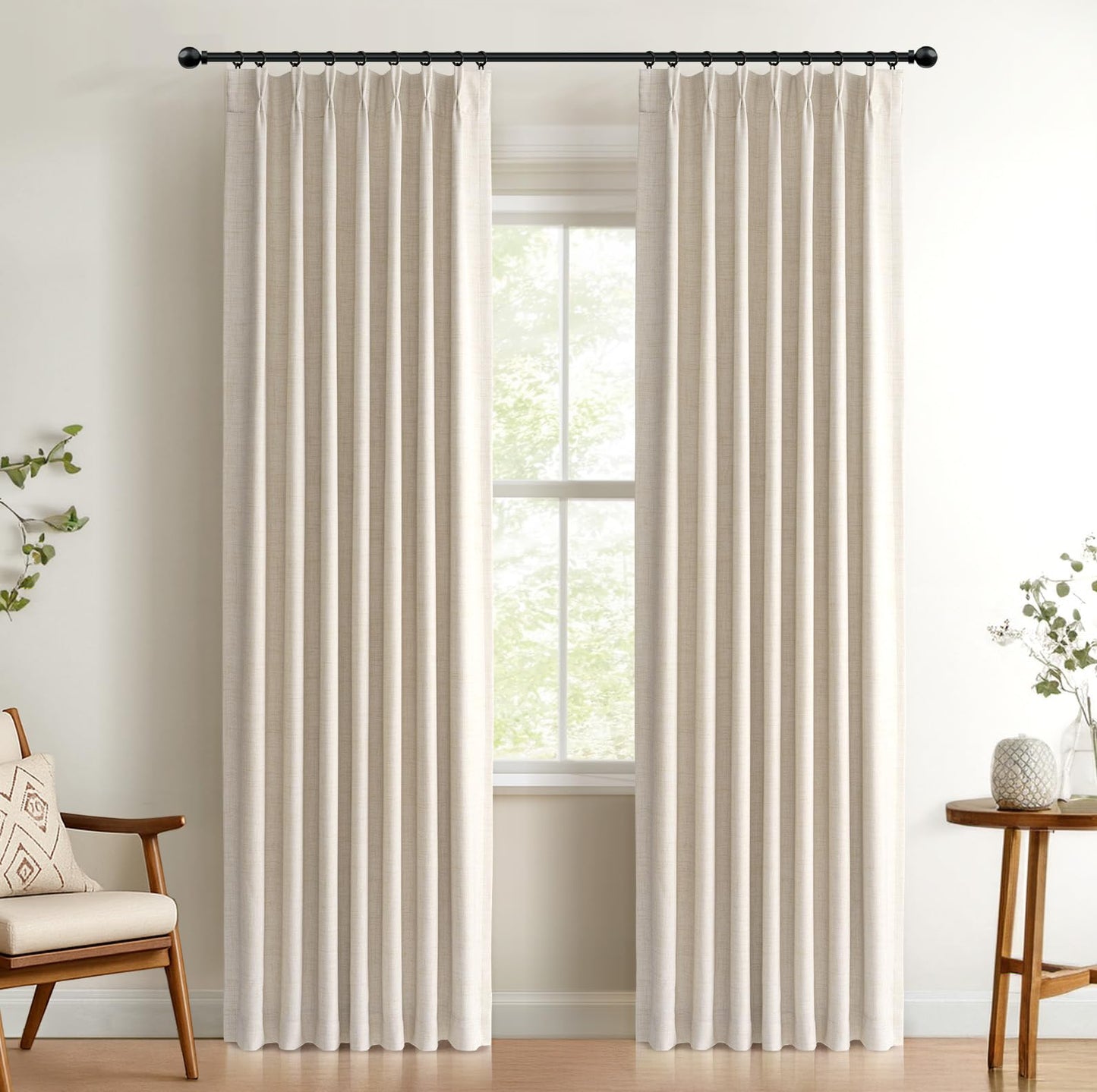 Blackout Linen Curtains 2-Pack, 90"