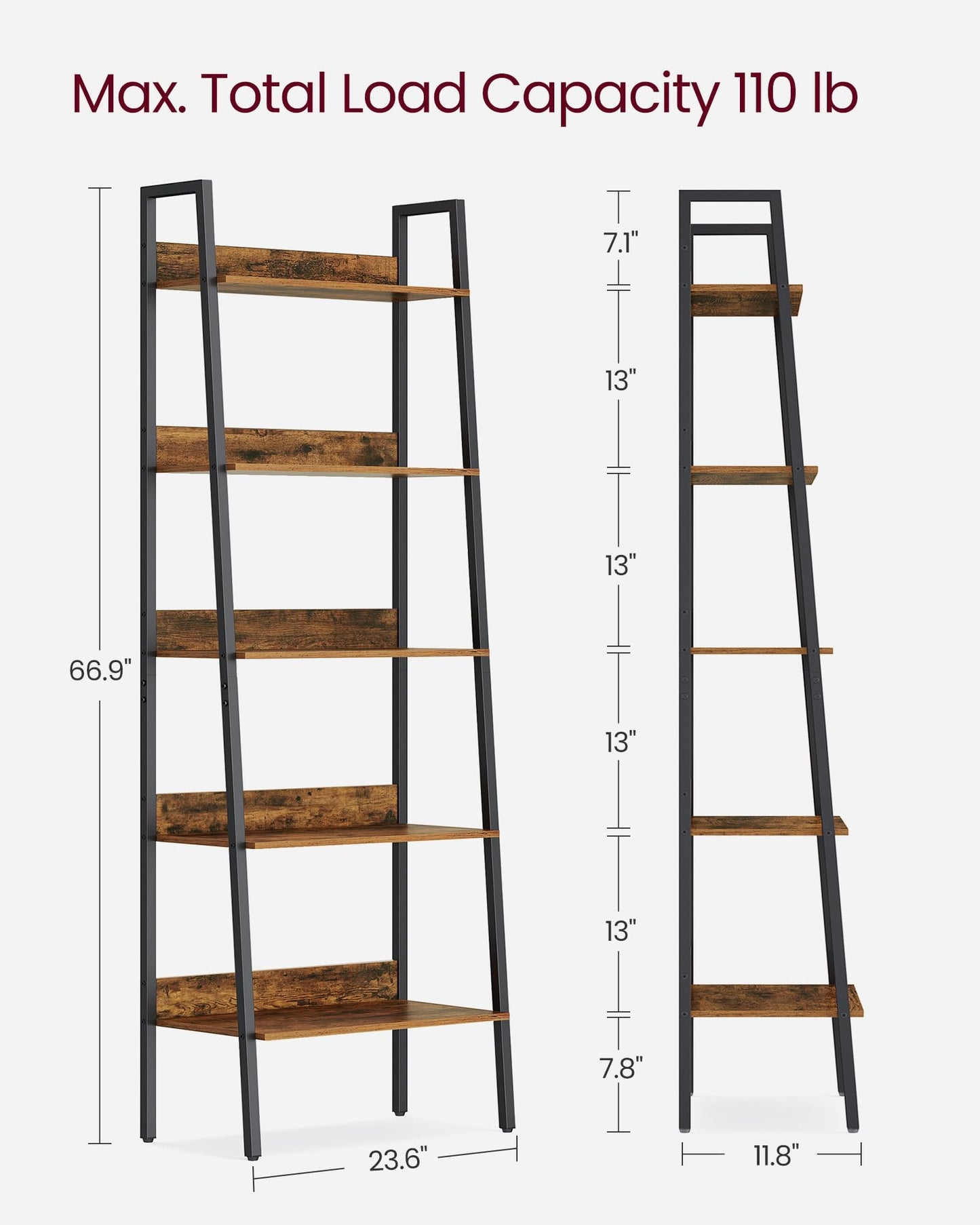 VASAGLE 5-Tier Ladder Bookshelf