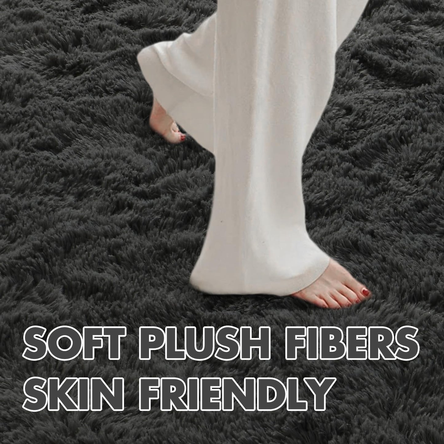 6x9 Ft Dark Grey Shag Area Rug