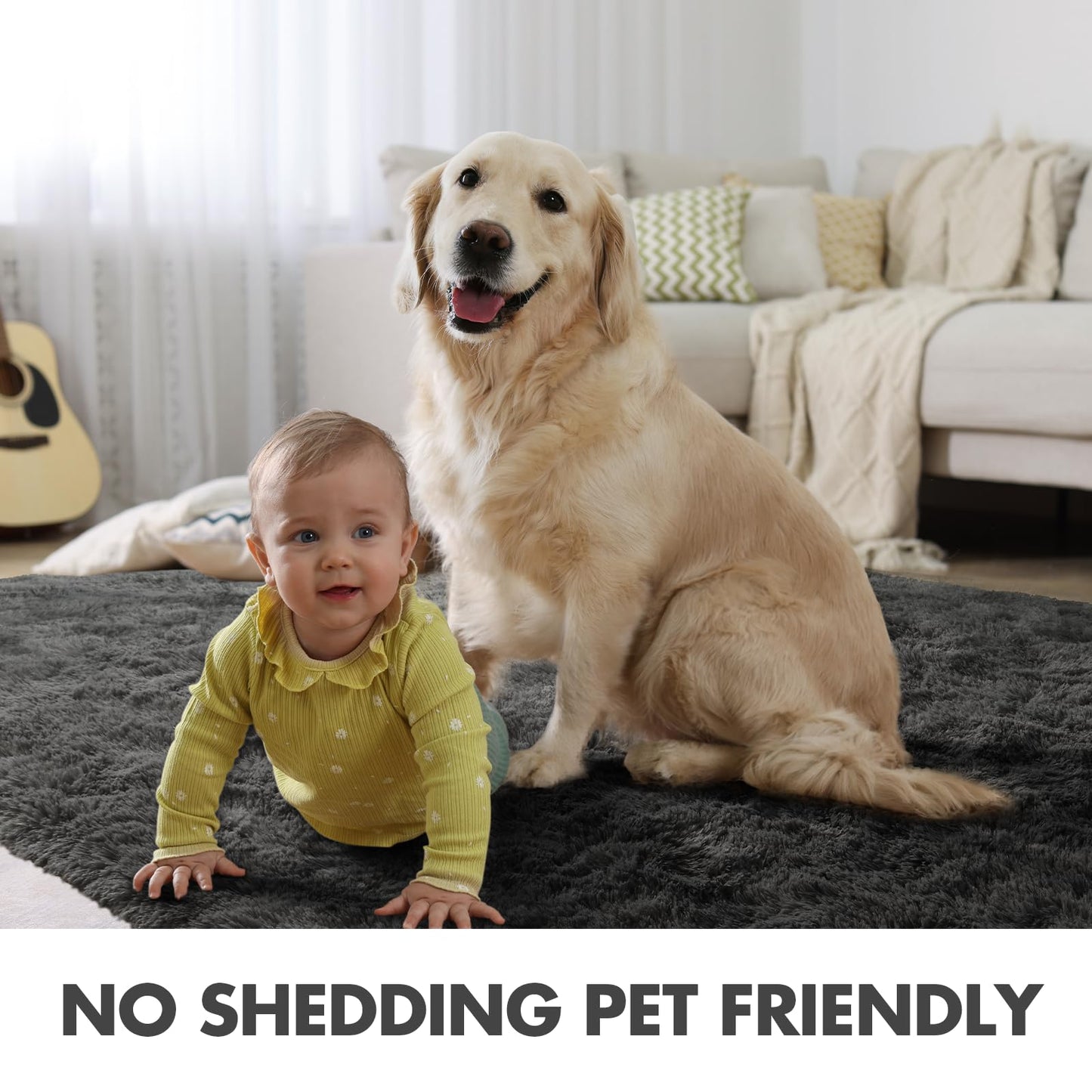 6x9 Ft Dark Grey Shag Area Rug