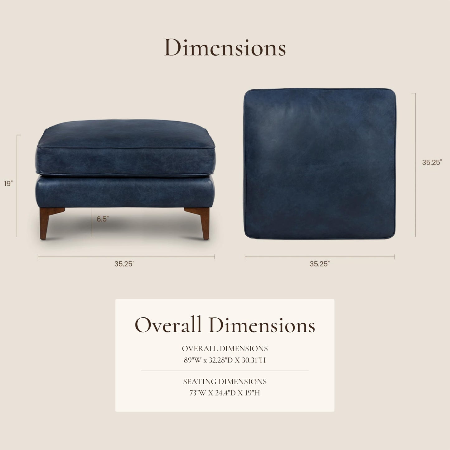 POLY & BARK 74" Leather Sofa – Cognac Tan