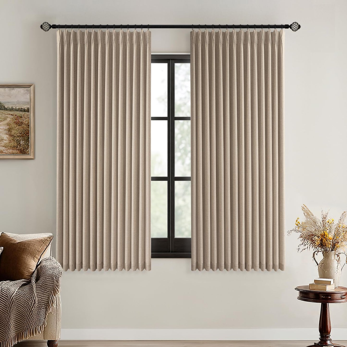 MIULEE Blackout Linen Curtains 84" – 2 Panels