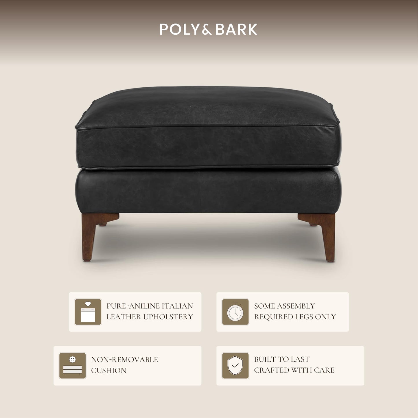 POLY & BARK 74" Leather Sofa – Cognac Tan