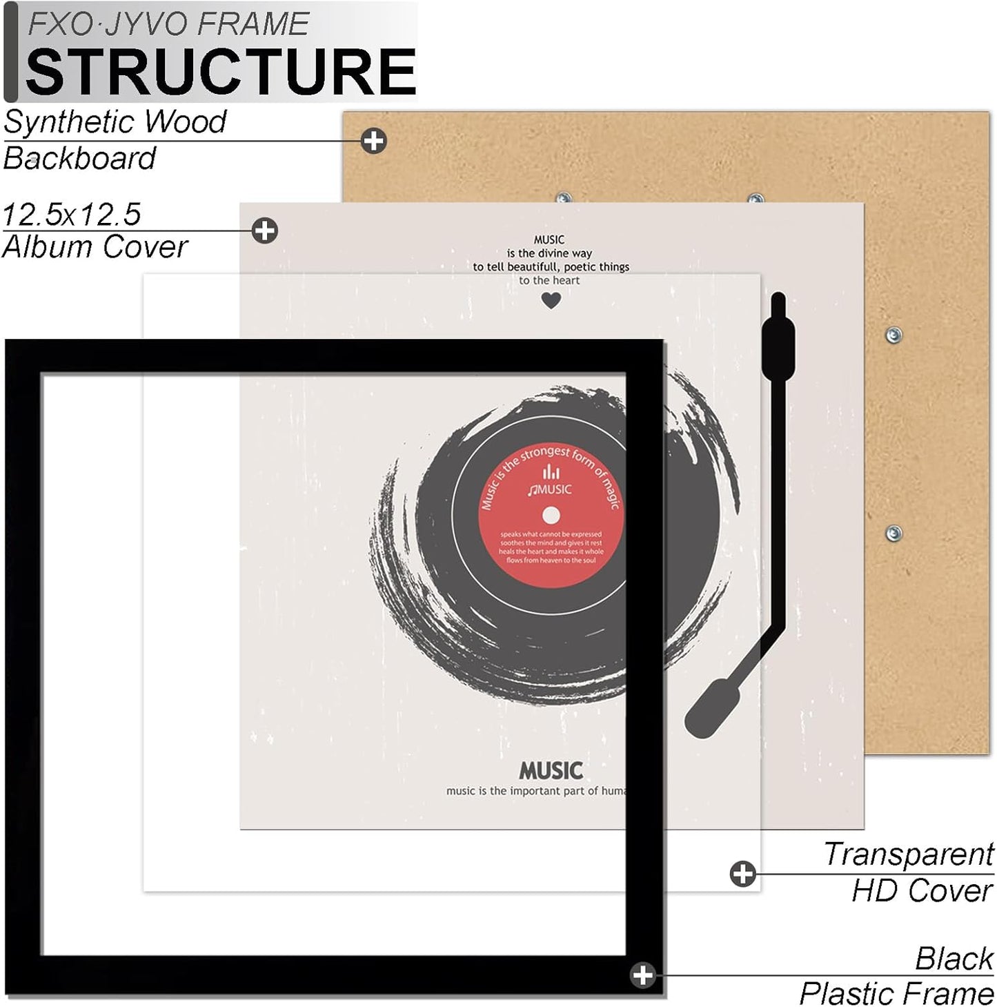 4-Pack 12.5" White Vinyl Record Frames