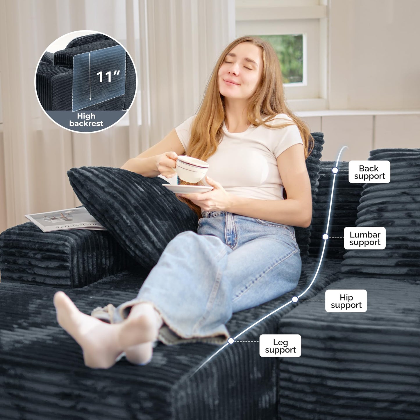 131" U-Shaped Cloud Sectional Sofa