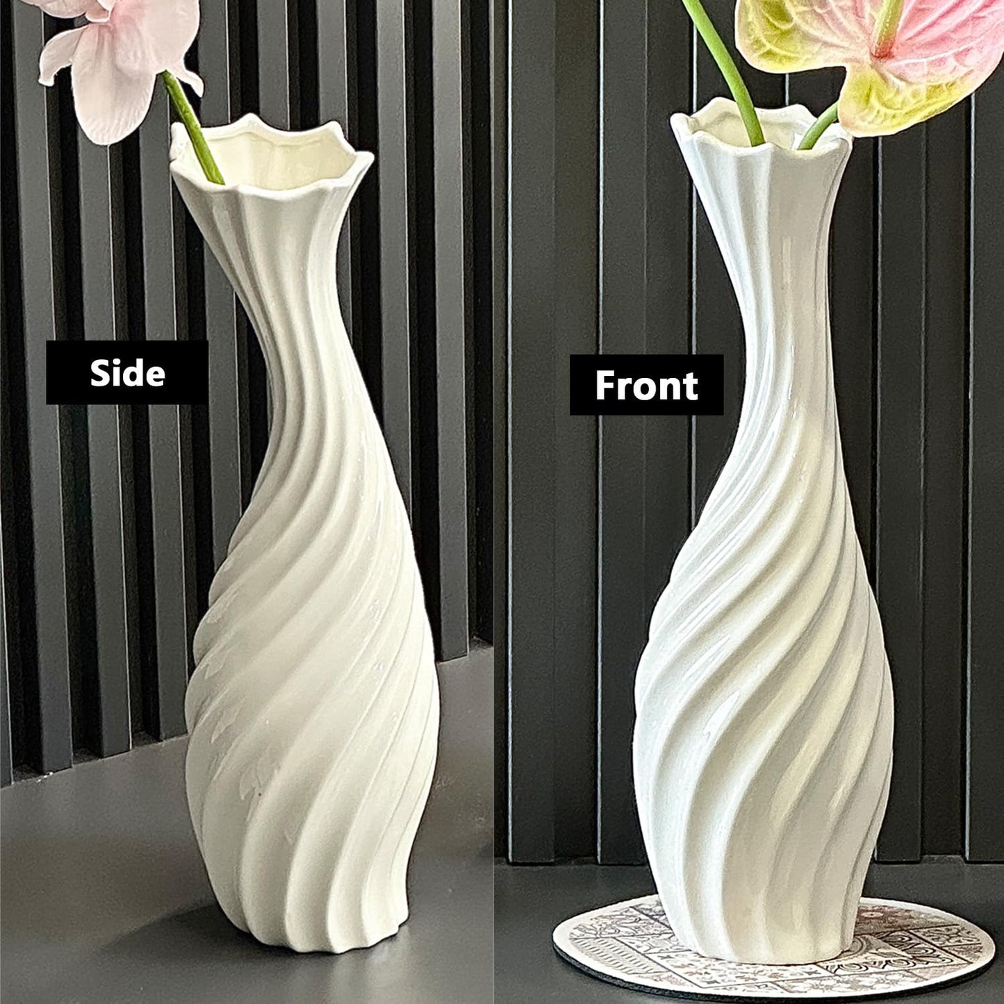 Black 12" Ceramic Flower Vase