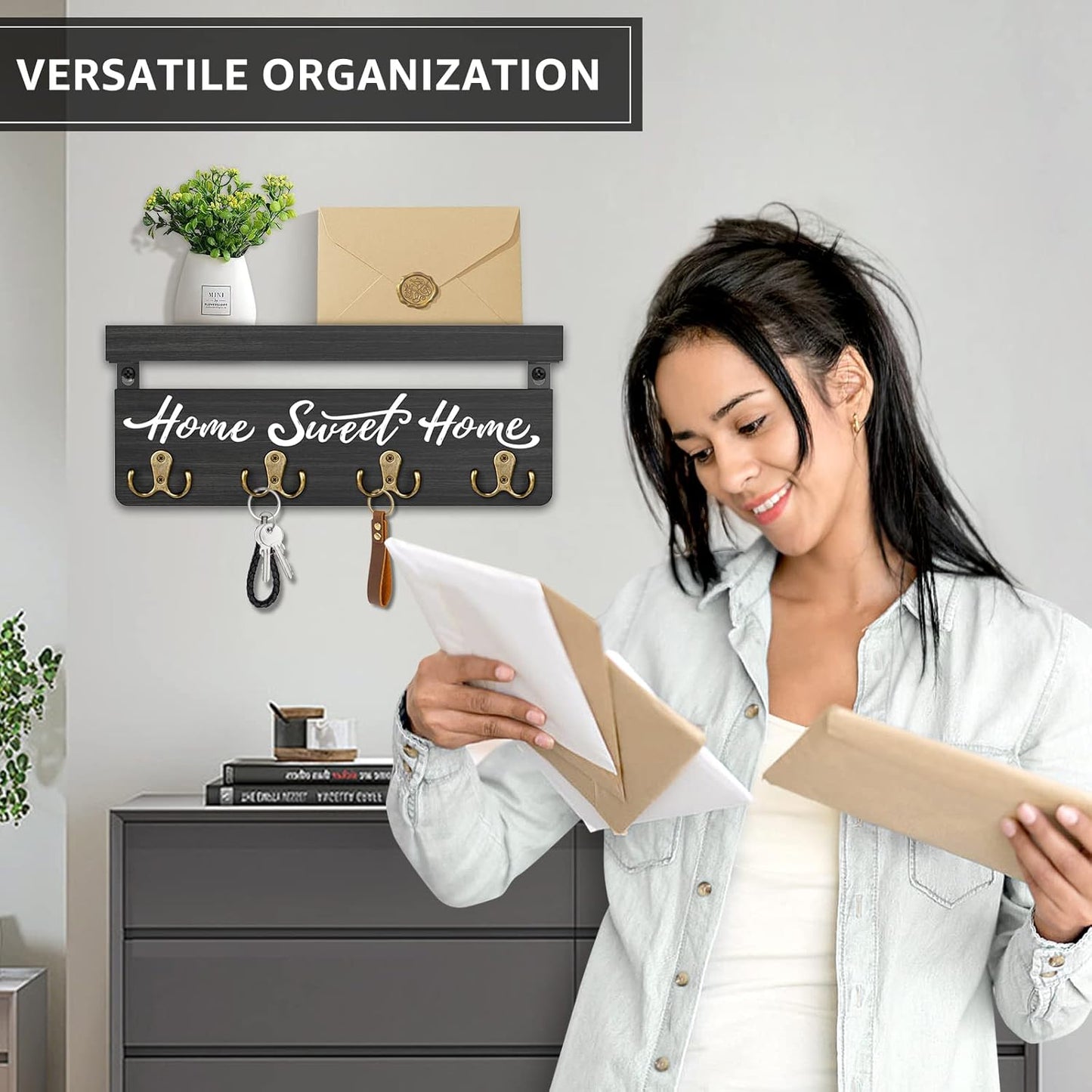 buways Rustic Wall Key Holder – Black