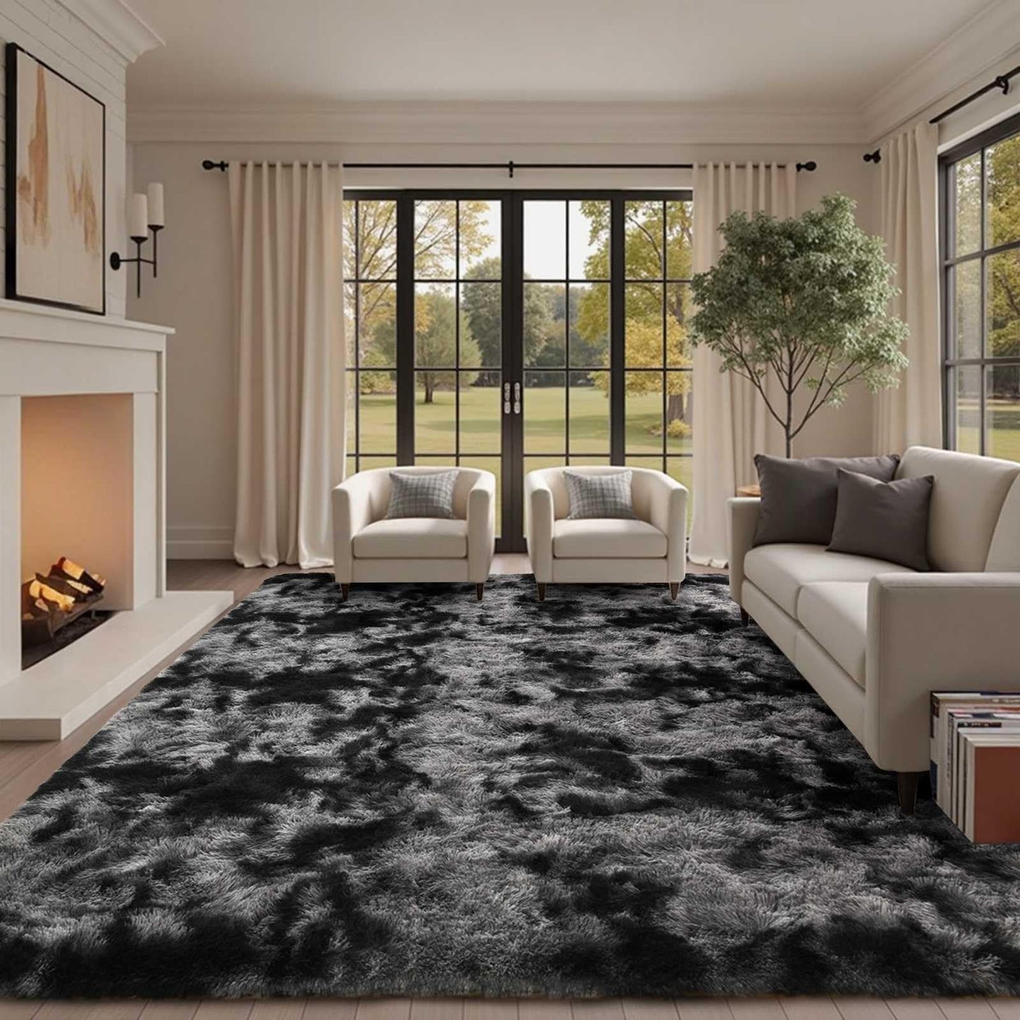 6x9 Ft Dark Grey Shag Area Rug