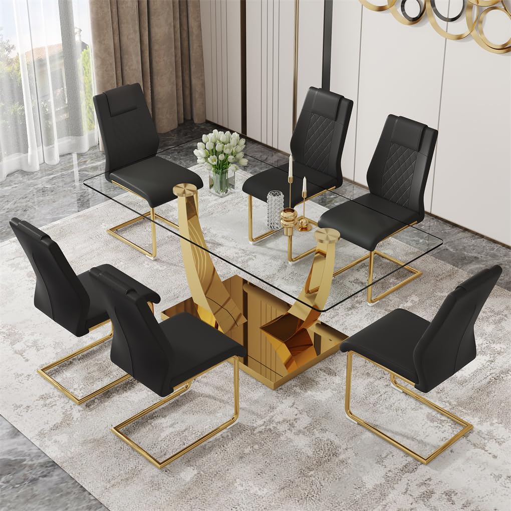 63" Glass Dining Table Set for 4
