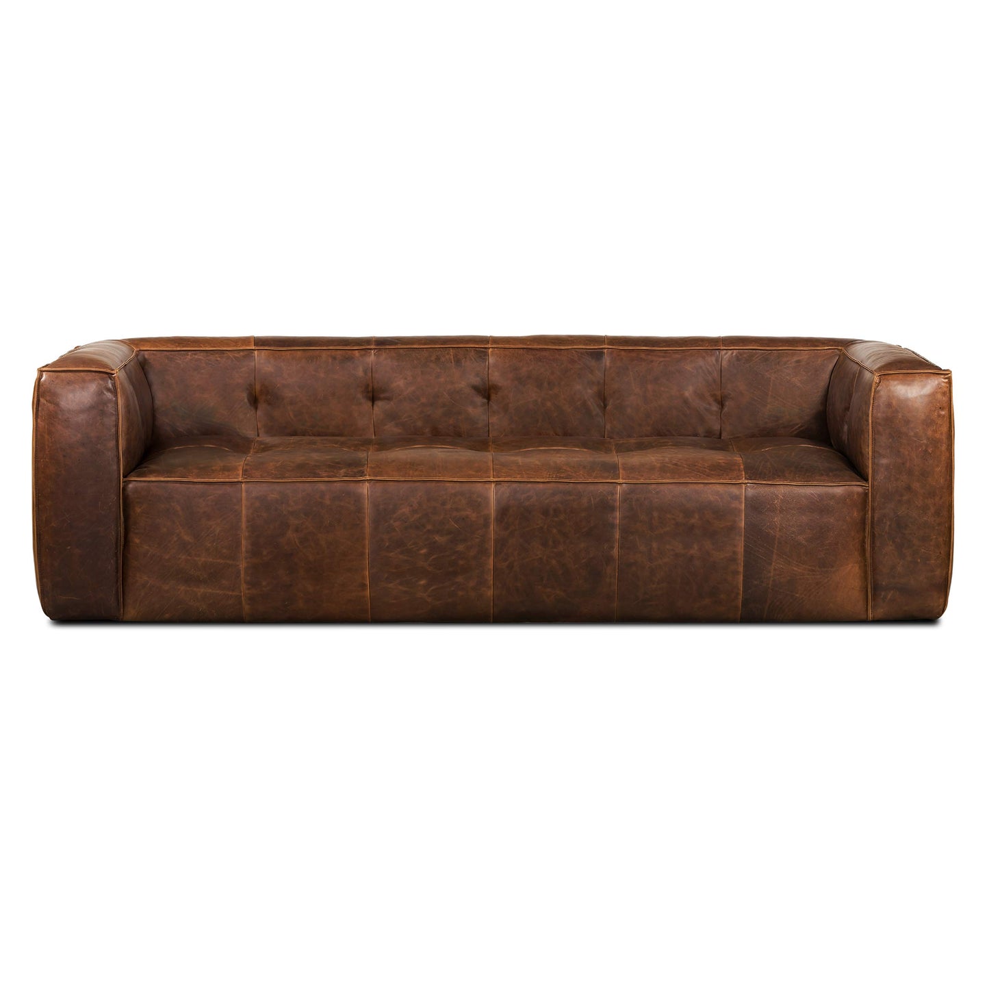 88" Girona Leather Sofa, Cognac Tan
