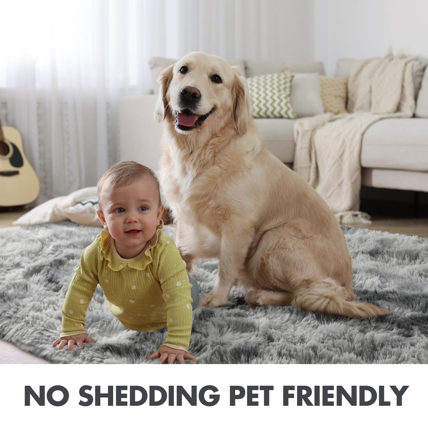 6x9 Ft Dark Grey Shag Area Rug