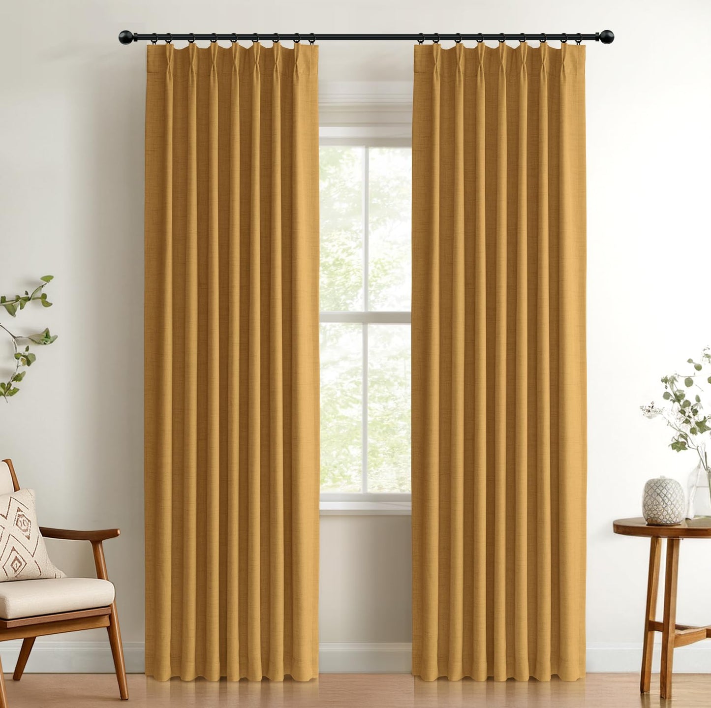Blackout Linen Curtains 2-Pack, 90"