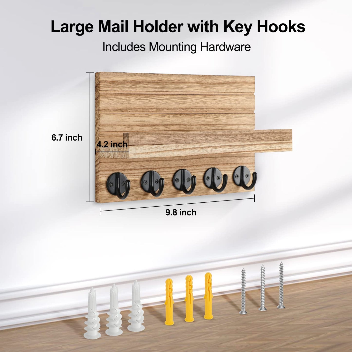 Wall Key & Mail Holder – Wood