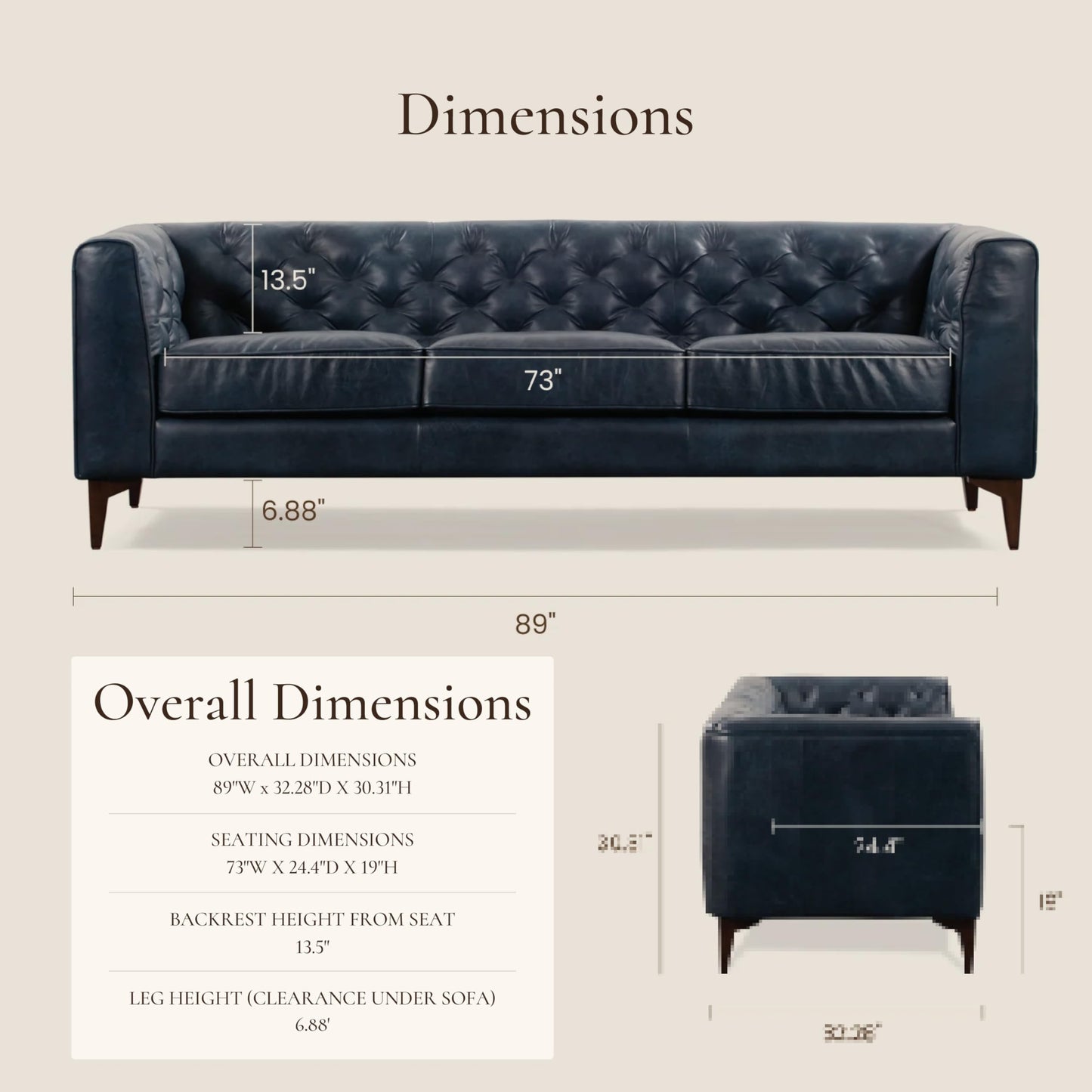 POLY & BARK 74" Leather Sofa – Cognac Tan