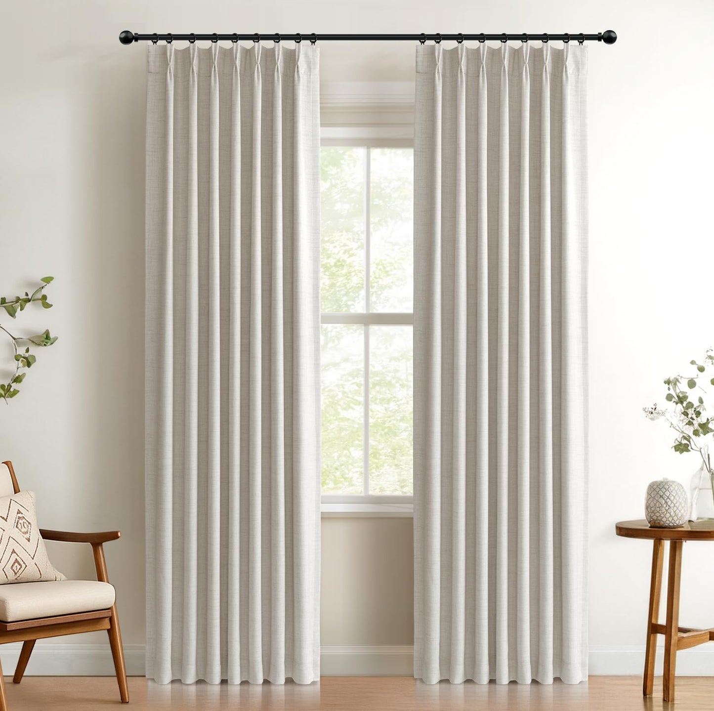 Blackout Linen Curtains 2-Pack, 90"