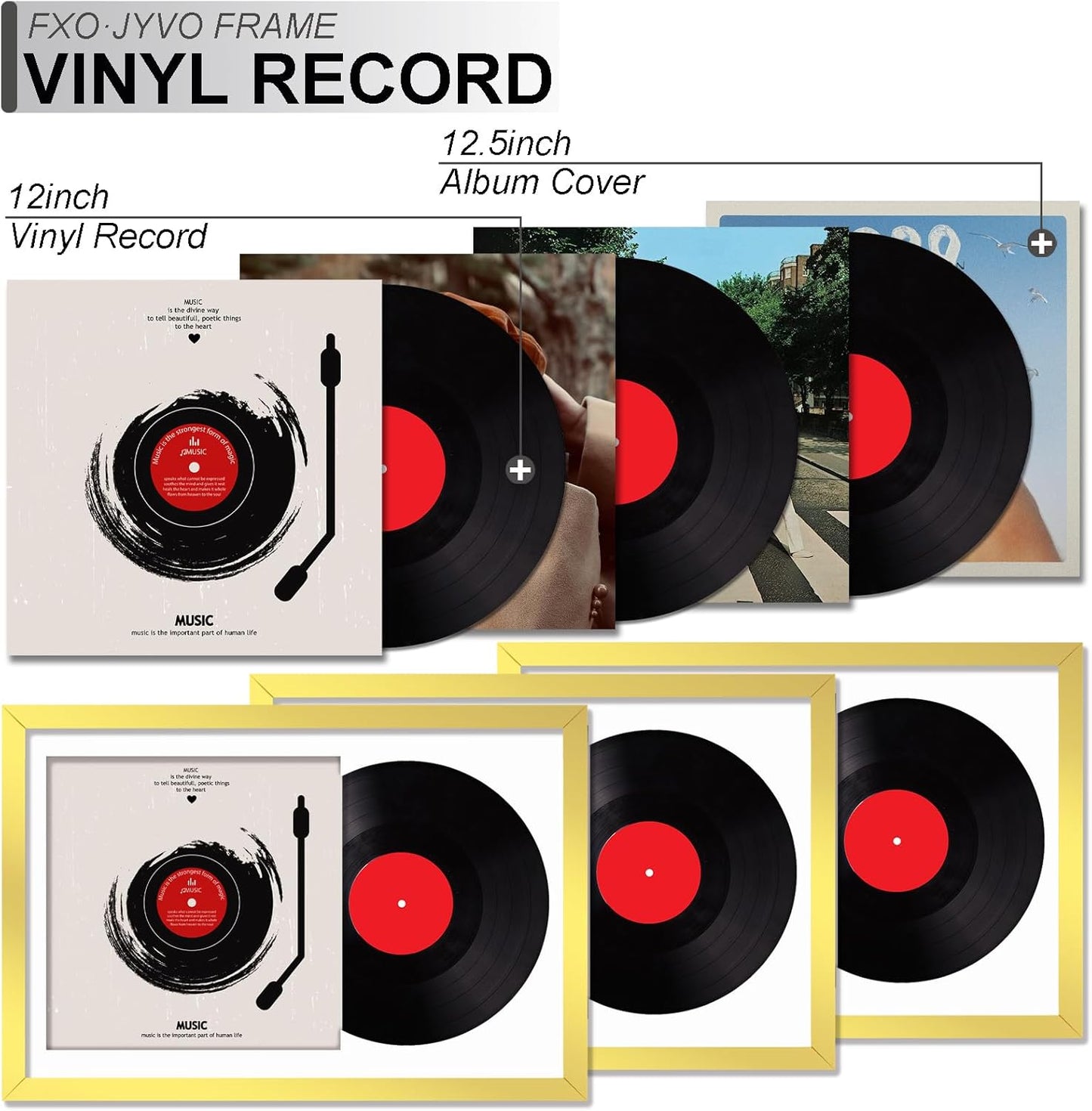 4-Pack 12.5" White Vinyl Record Frames