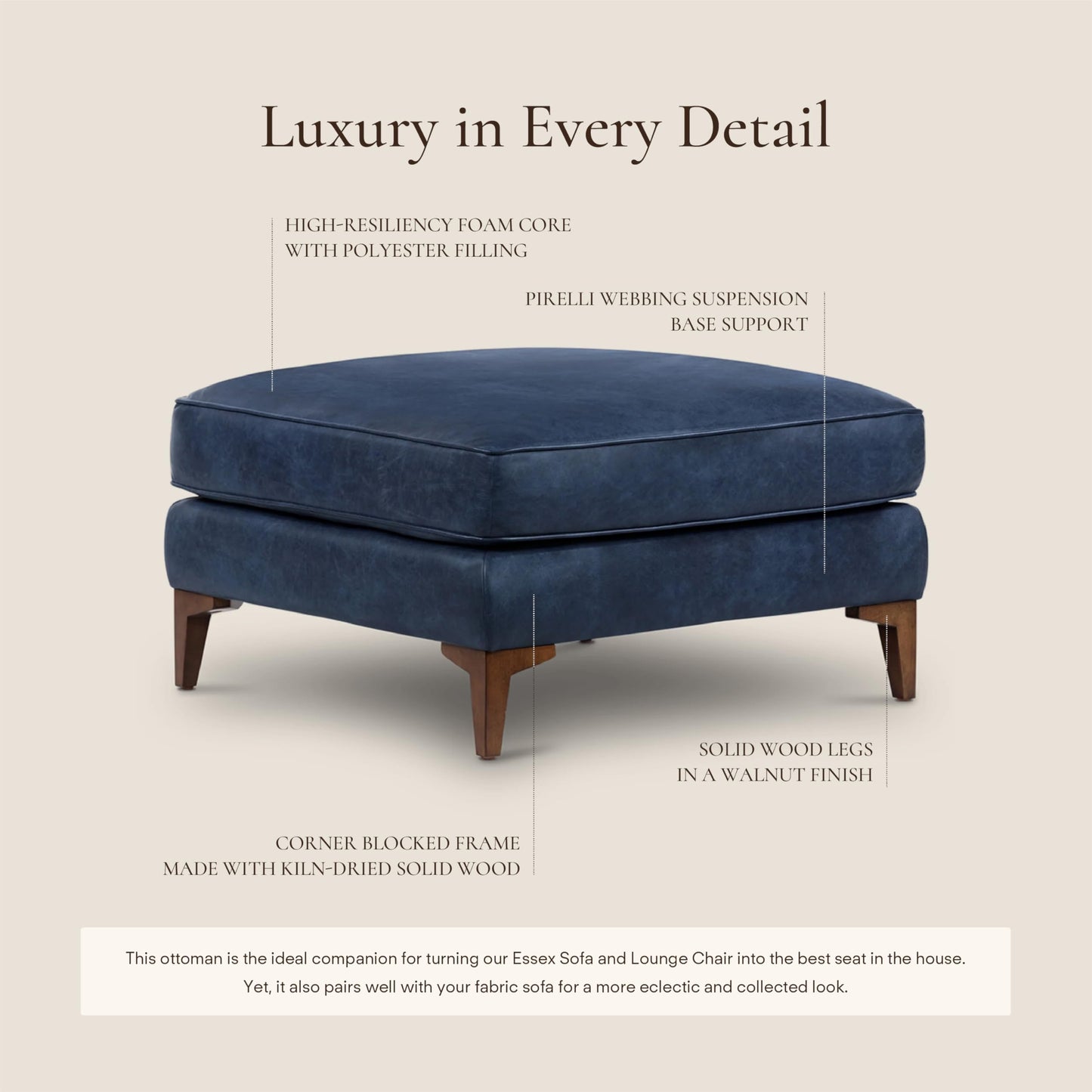 POLY & BARK 74" Leather Sofa – Cognac Tan