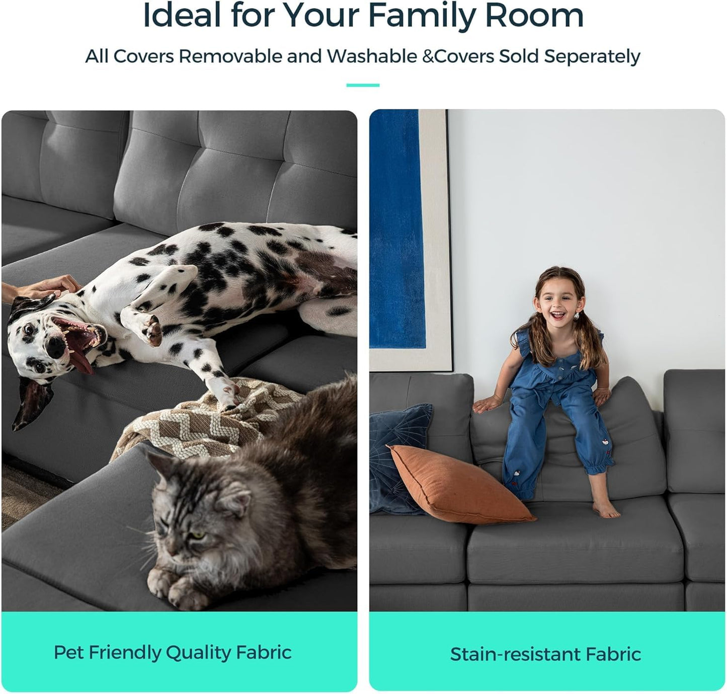 LINSY HOME Modular Sectional Sofa – Dark Gray