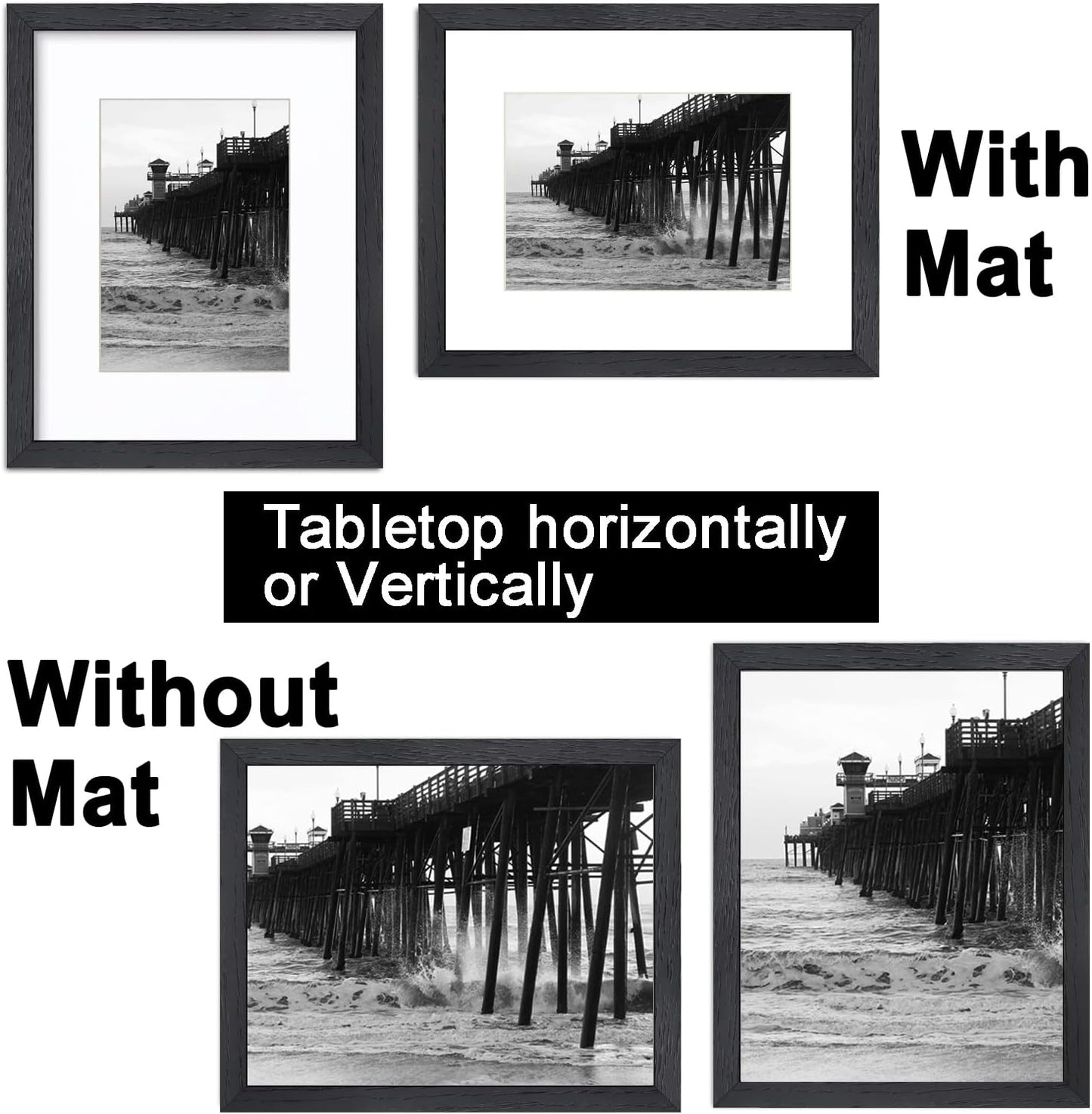 3-Pack 4x6 Black Wooden Photo Frames