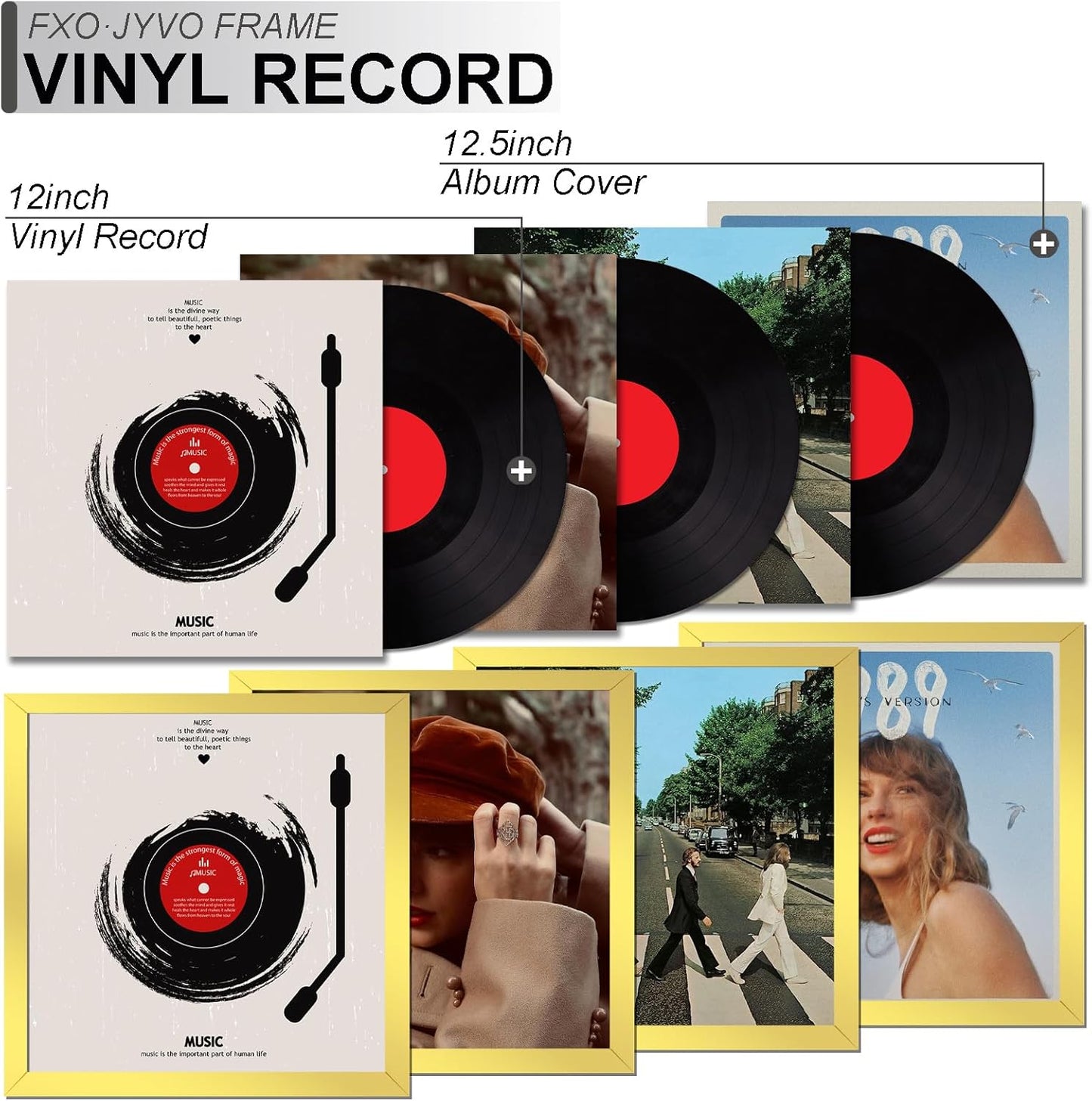 4-Pack 12.5" White Vinyl Record Frames