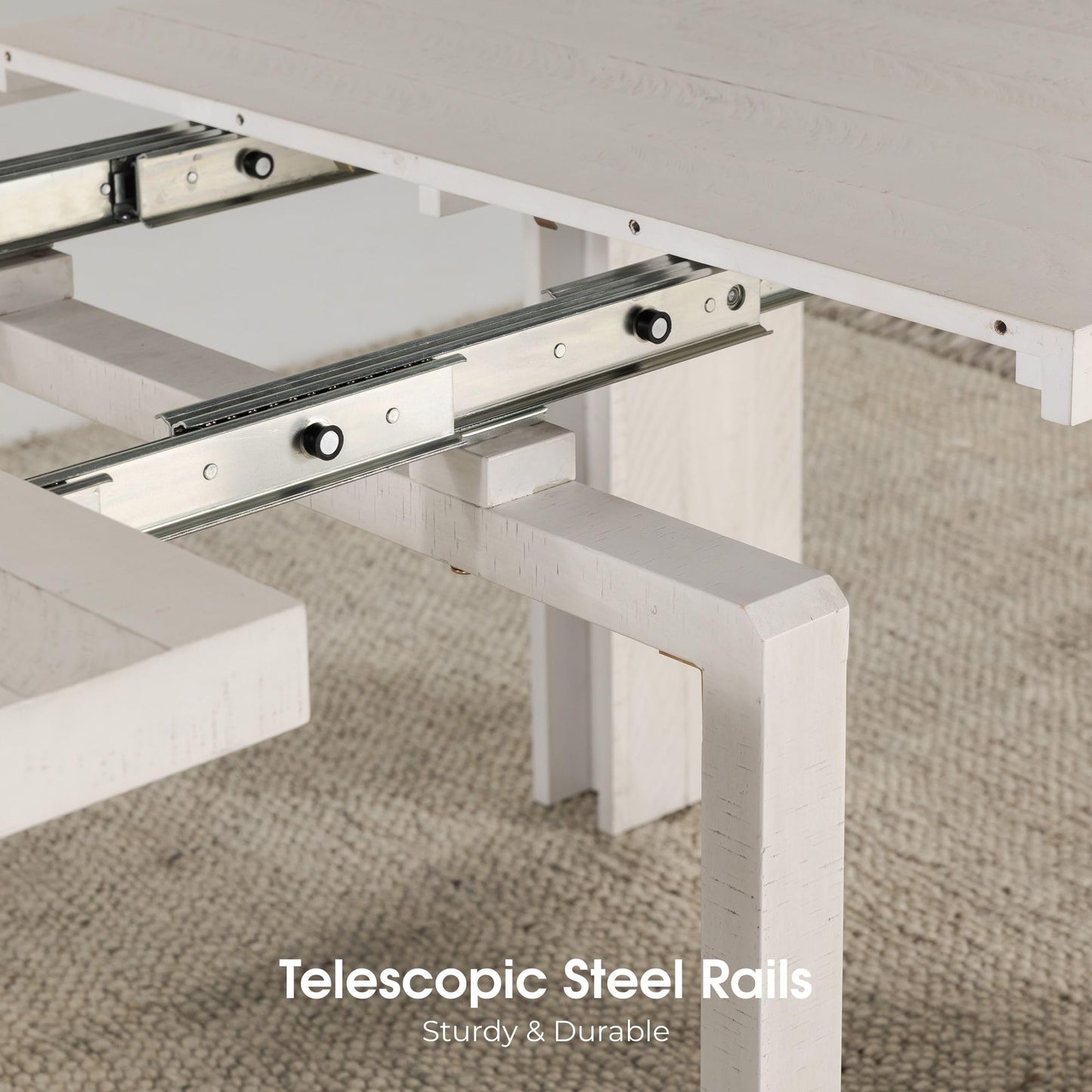 White Extendable Dining Table & Bench