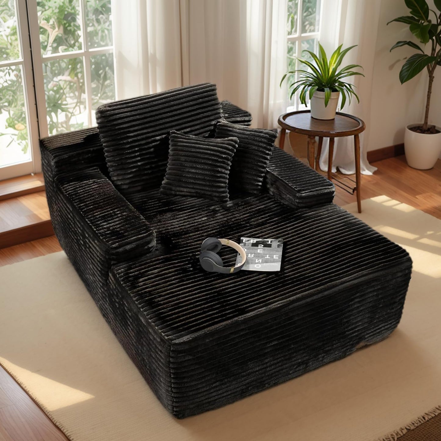 68" Beige Chaise Lounge Chair