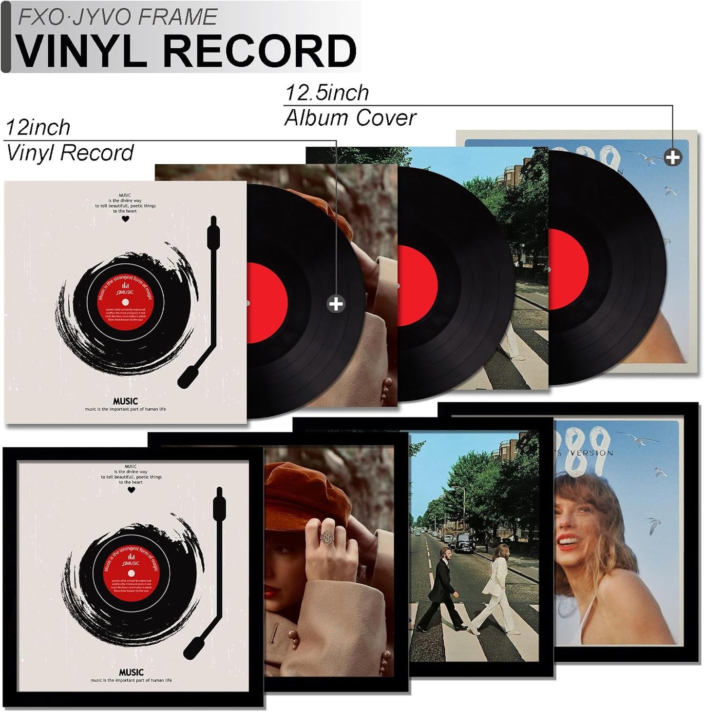 4-Pack 12.5" White Vinyl Record Frames