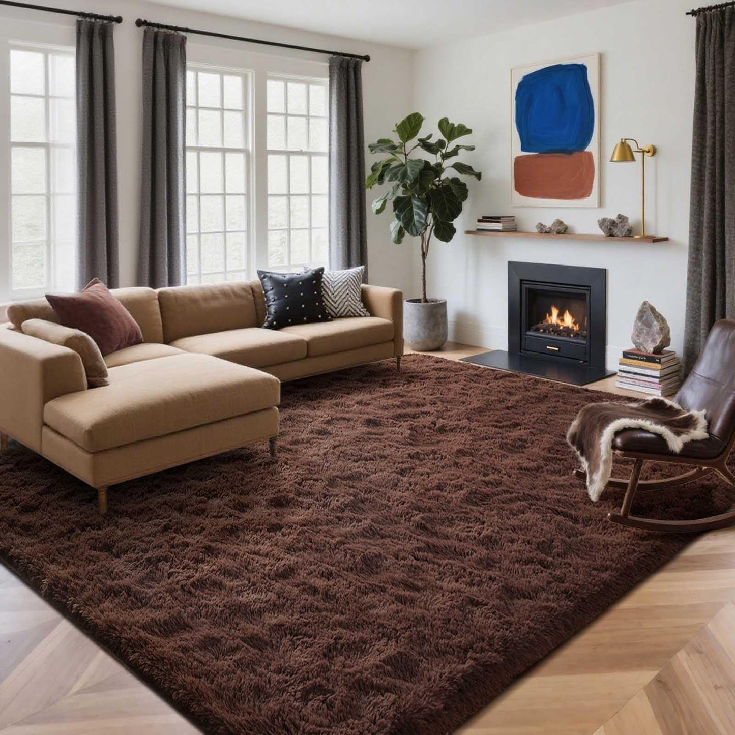 6x9 Ft Dark Grey Shag Area Rug