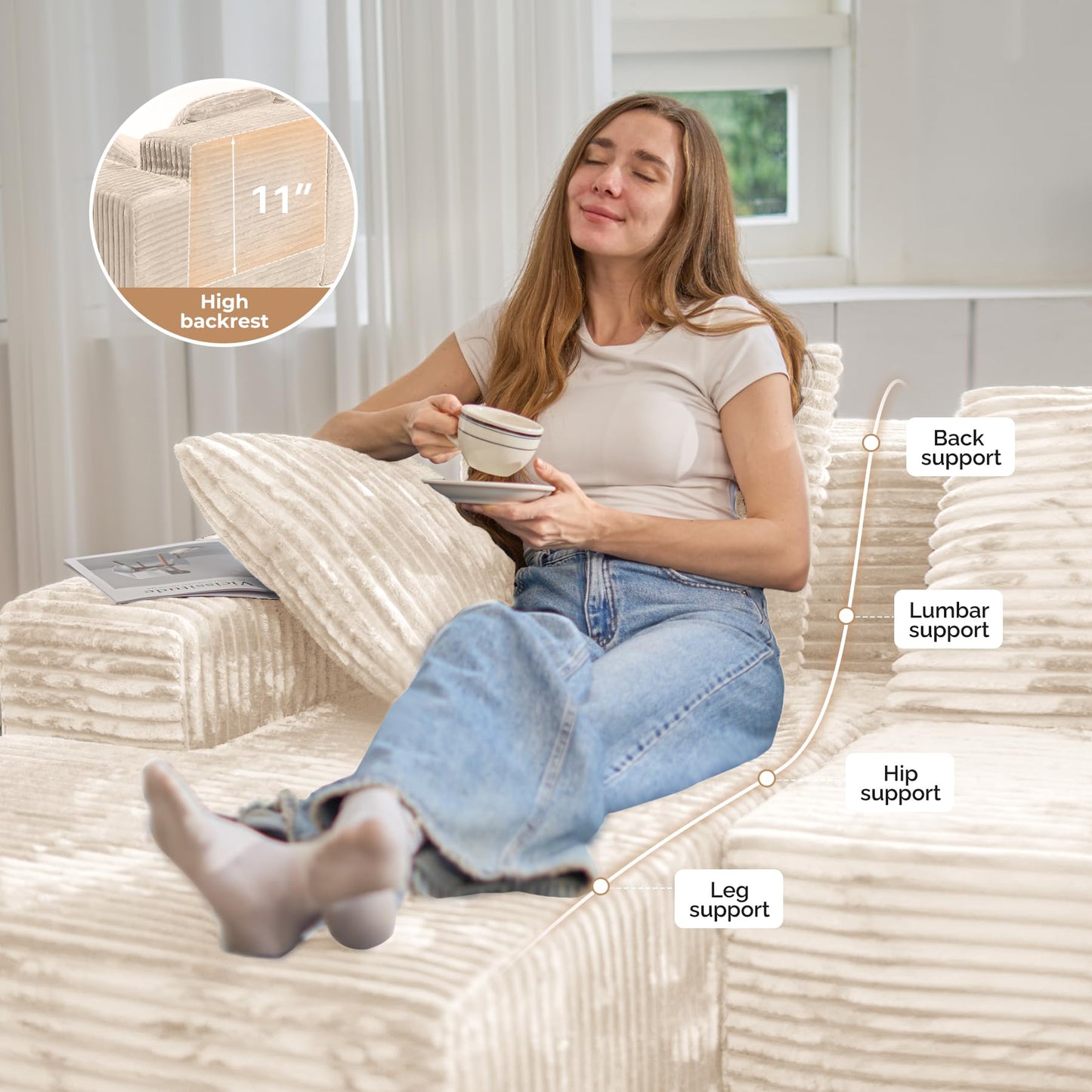 131" U-Shaped Cloud Sectional Sofa