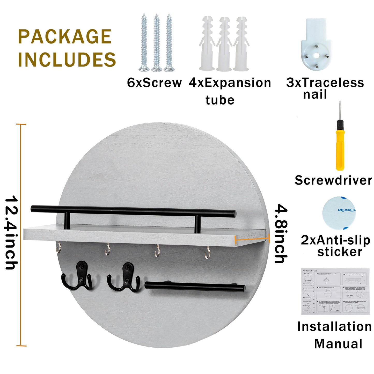 Wall Key & Mail Holder – Rustic