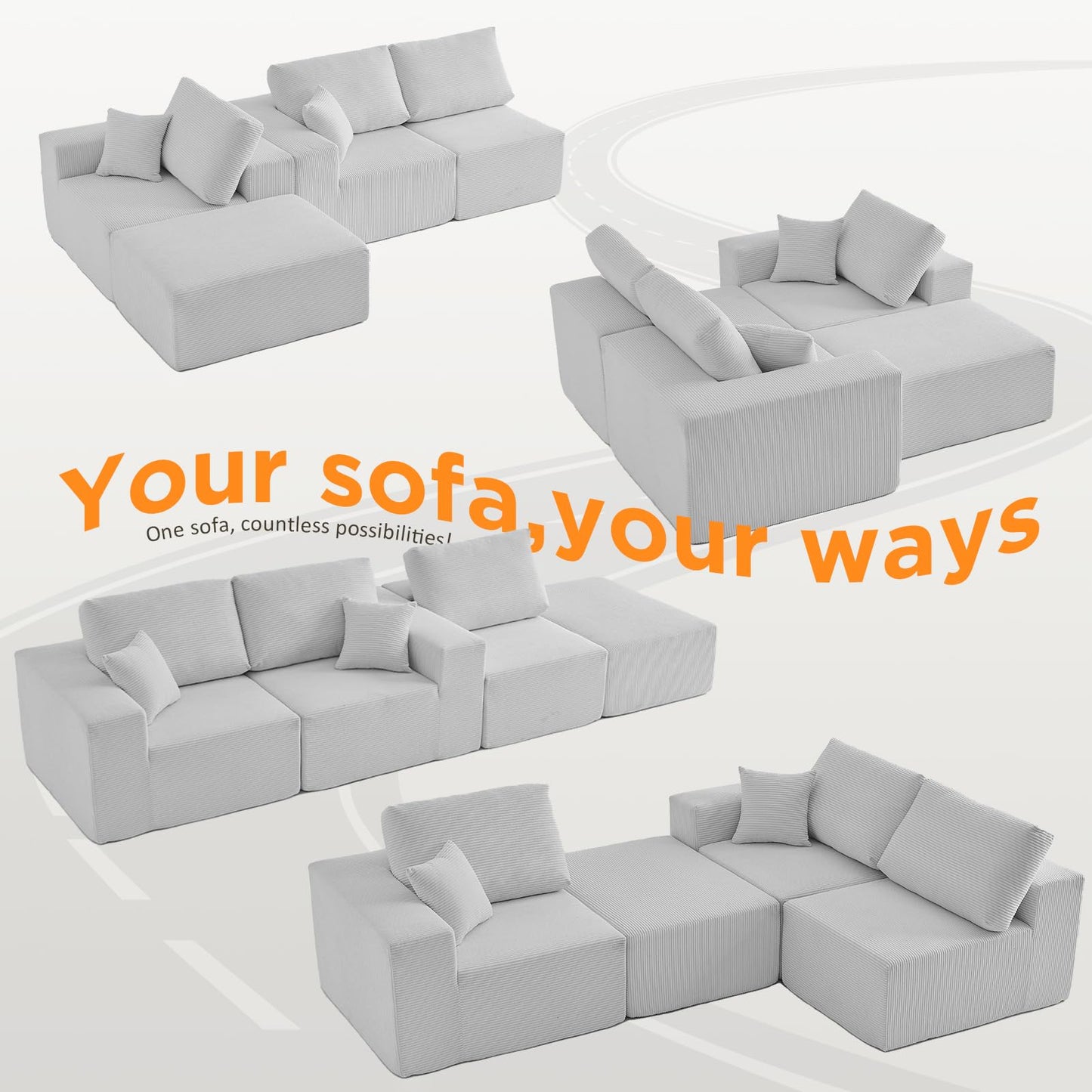 INGEROOM 108" Sectional Sofa – Dark Gray