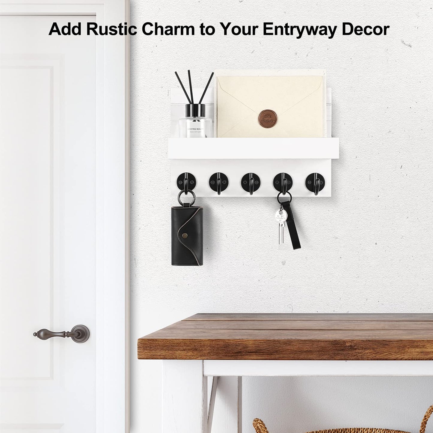 Wall Key & Mail Holder – Wood