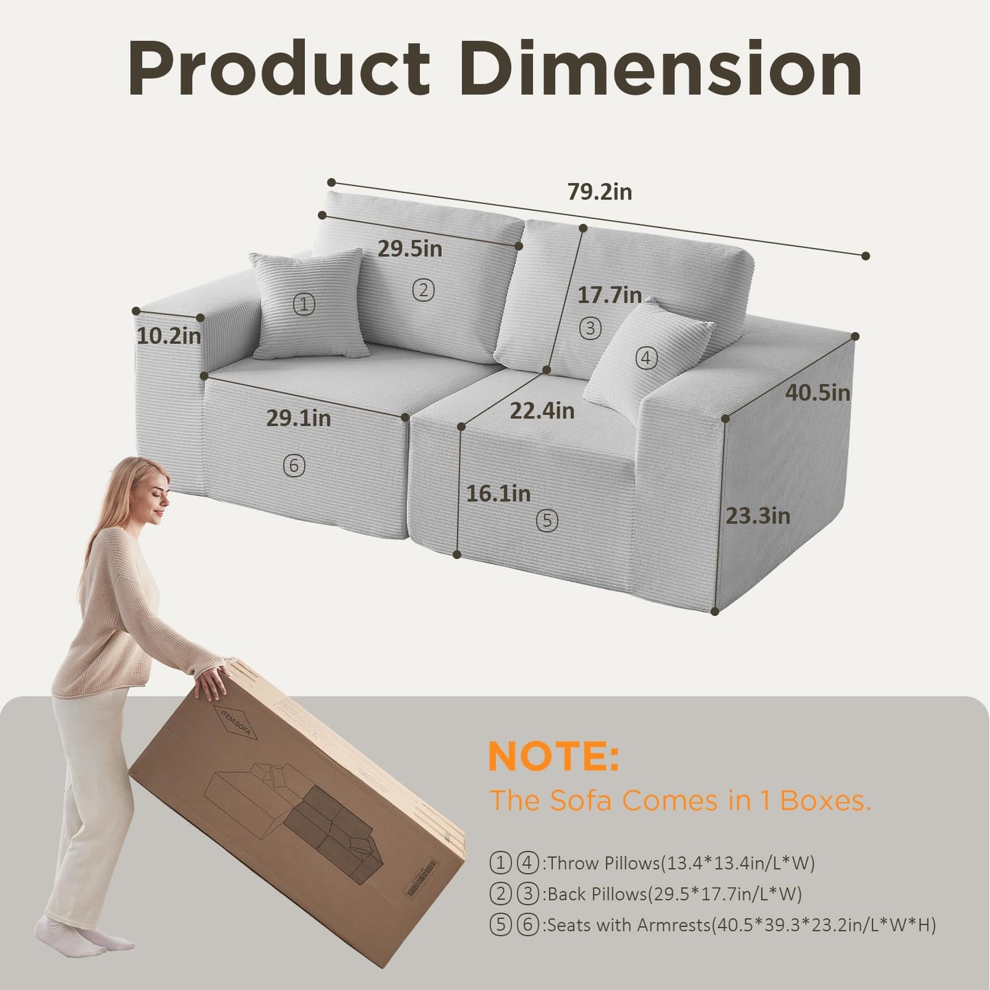 INGEROOM 108" Sectional Sofa – Dark Gray