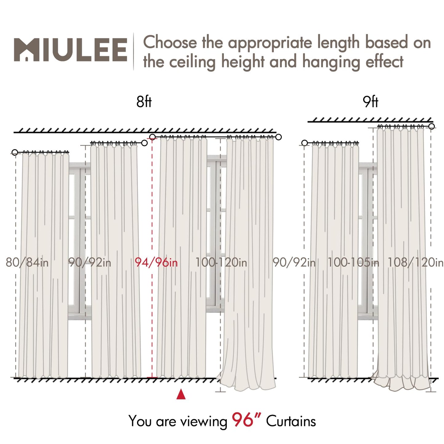 MIULEE Blackout Curtains 96" – Birch, 2 Panels