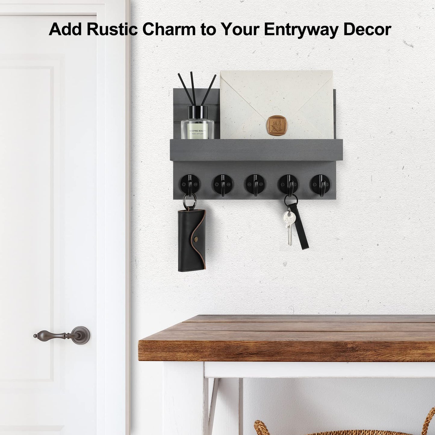 Wall Key & Mail Holder – Wood