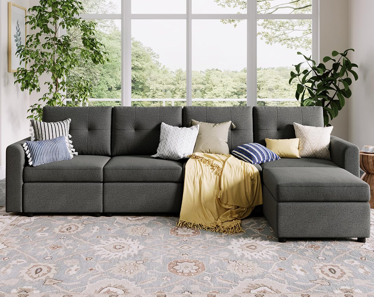 LINSY HOME Modular Sectional Sofa – Dark Gray