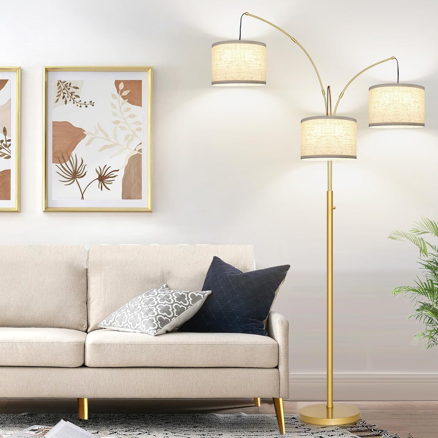 Dimmable 3-Light Arc Floor Lamp