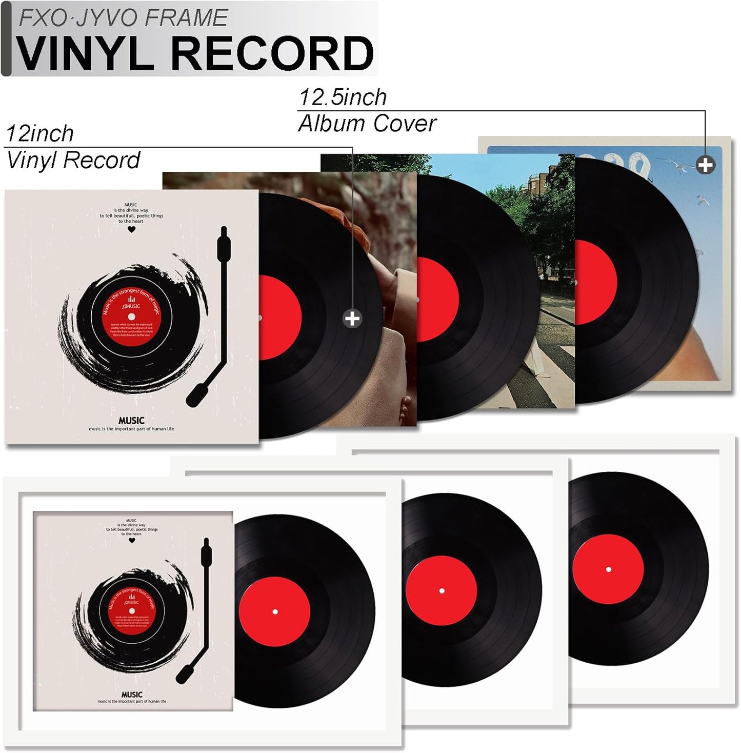 4-Pack 12.5" White Vinyl Record Frames