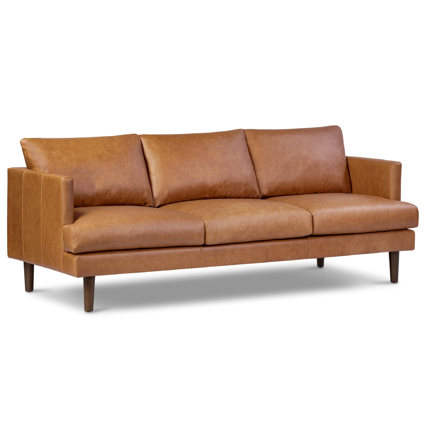 88" Girona Leather Sofa, Cognac Tan