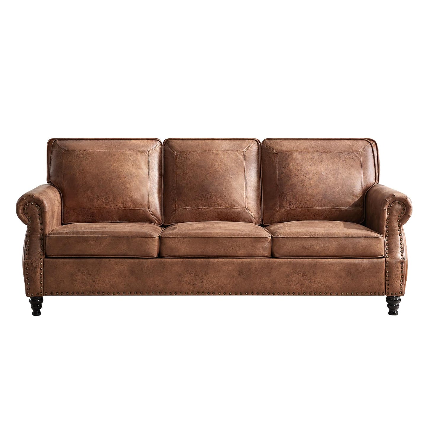 WILLOVE 79" Black Faux Leather Sofa