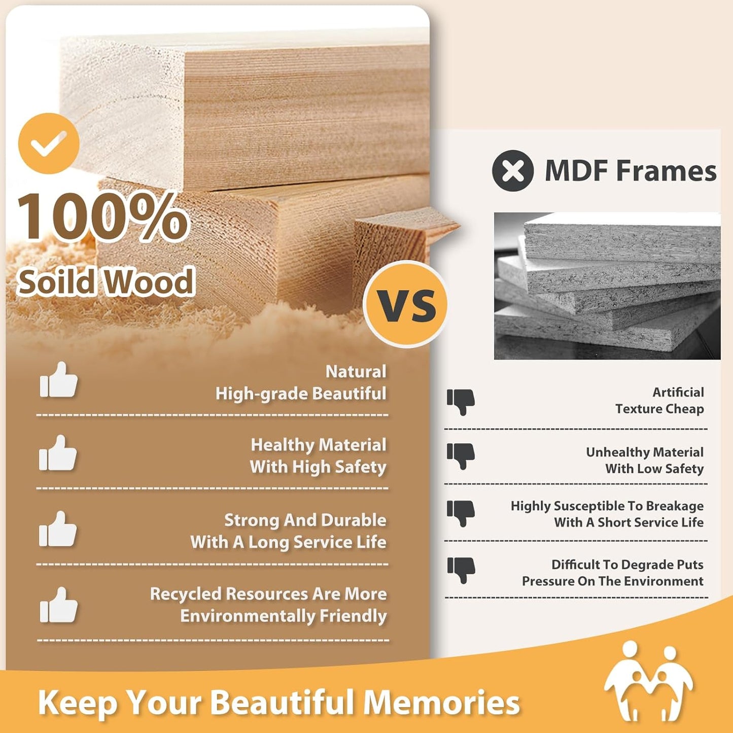 Egofine 4-Piece Black Wood Frame Set