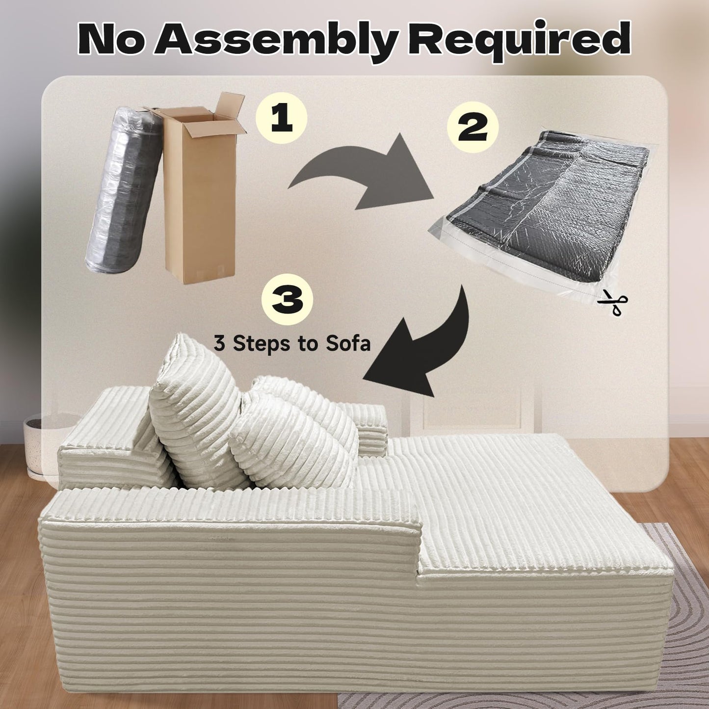 68" Beige Chaise Lounge Chair