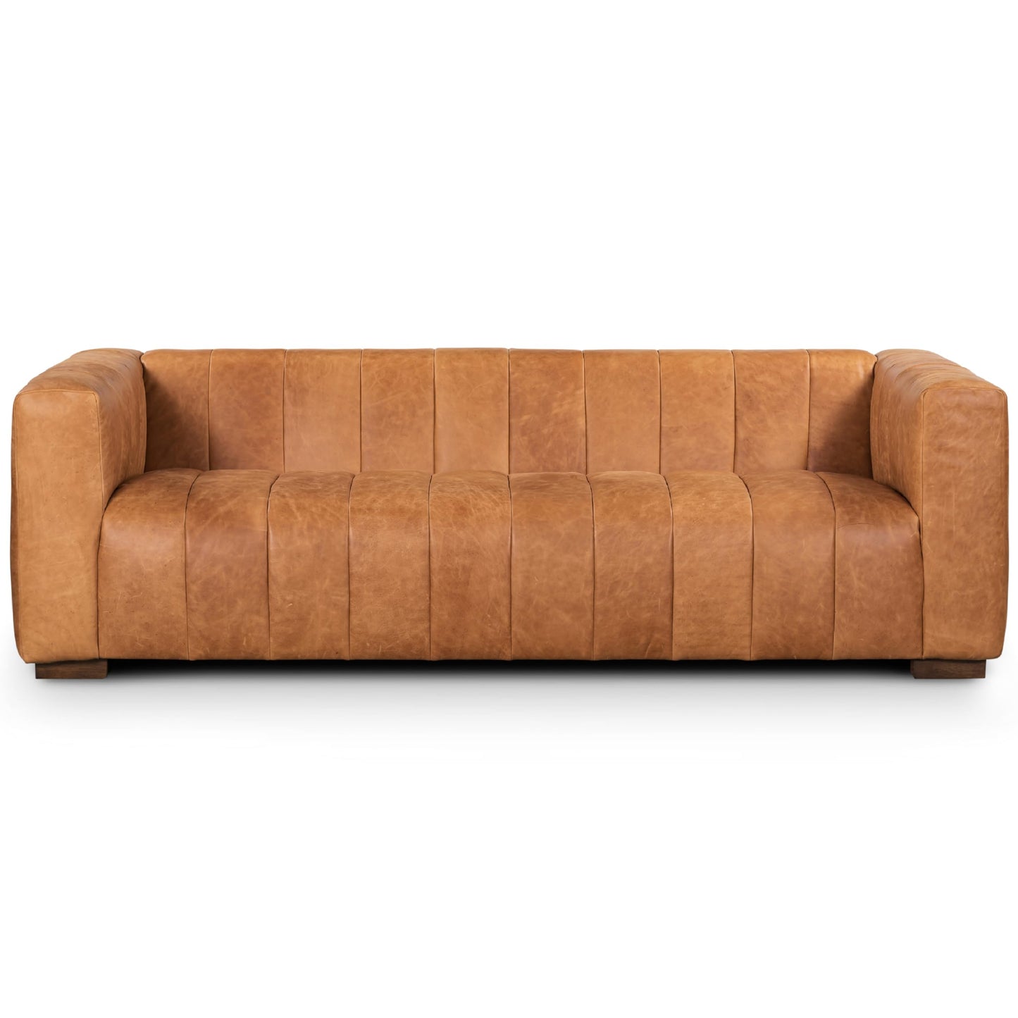 88" Girona Leather Sofa, Cognac Tan