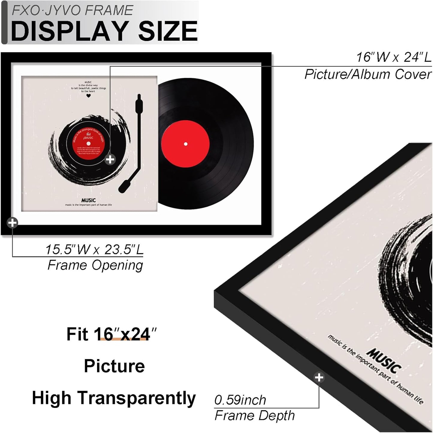 4-Pack 12.5" White Vinyl Record Frames